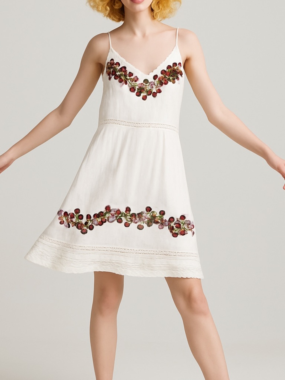 🌸 Dex White Spaghetti Strap Slip Top with Lace Trim